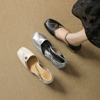 Damen elegante Ballerinas mit modischer Schnalle und goldenen Akzenten EB