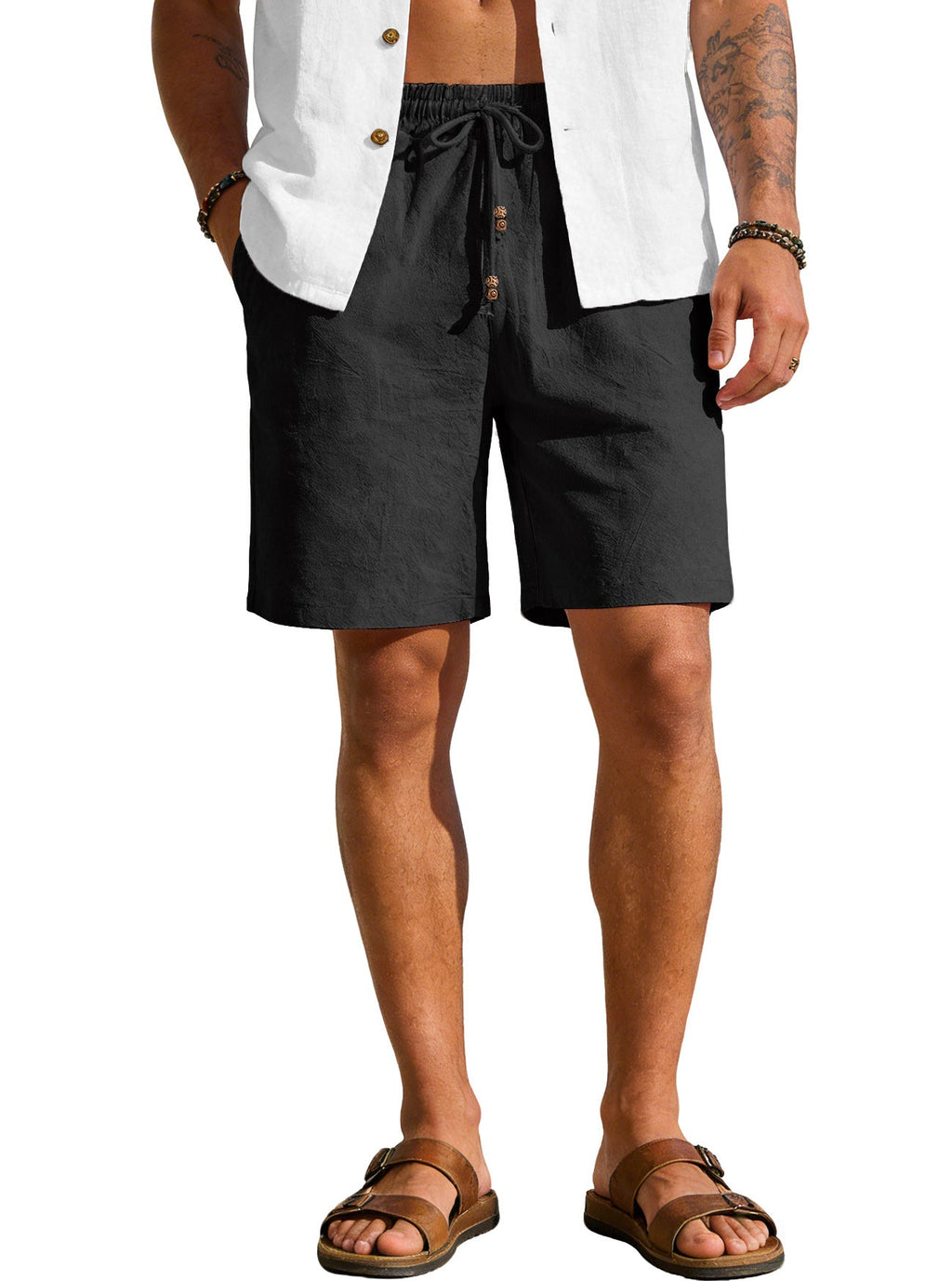 Leichte Herren-Strandbermuda aus Leinenmischung