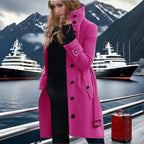 Damen eleganter Trenchcoat mit hohem Kragen und doppelter Knopfleiste EB