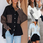 Damen Overshirt mit Leopardenmuster und modischen Buttons EB