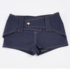 Damen Denim-Shorts mit hohem Tailleinsatz und modischen Akzenten EB