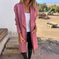 Damen Lässiger Oversize Mantel mit Offenem Kragen und Praktischen Taschen EB