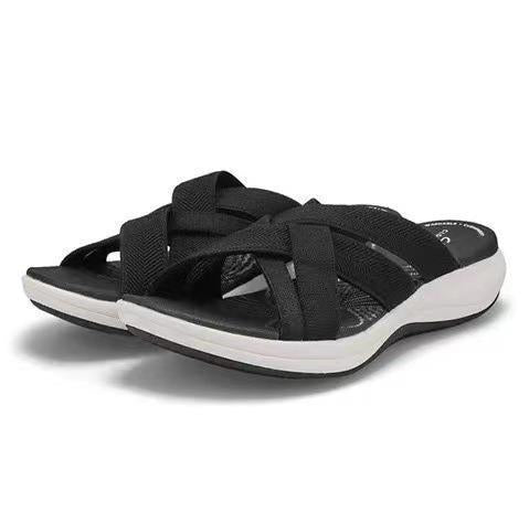 Damen bequeme Riemensandalen mit elastischen Trägern und komfortabler Dämpfung EB