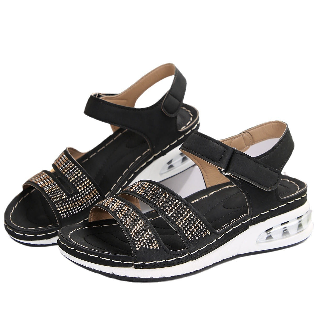 Damen bequeme Sandalen mit glitzernden Akzenten EB