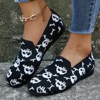 Damen Casual Slip-On Schuhe mit frechem Totenkopf-Design EB