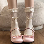 Damen Ballerinas mit verzierten Riemchen und Rüschendetails EB
