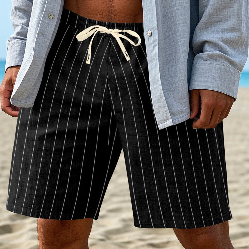 Herren-Bermudashorts mit Nadelstreifen und Kordelzug