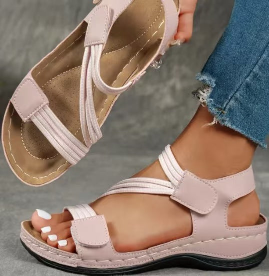Damen Bequeme und modische Freizeit-Sandalen mit verstellbaren Riemen und gepolsterter Sohle EB