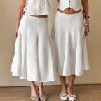 Damen Eleganter, fließender Midirock mit elastischem Bund EB