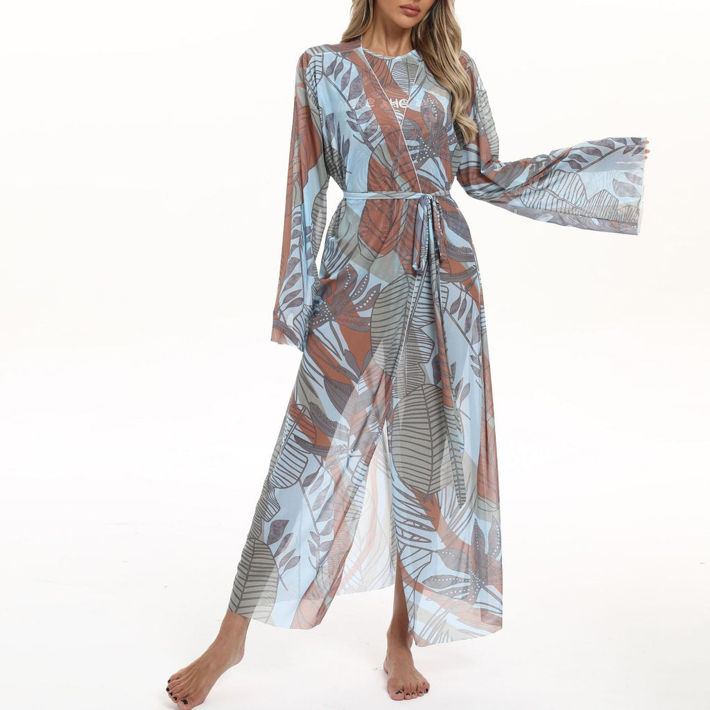 Damen eleganter Strandkimono mit floralem Muster EB