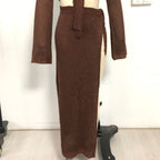 Damen Zweiteiler Strickensemble mit raffiniertem Schnitt EB