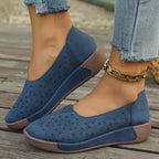 Damen bequeme Slipper mit luftiger Blumenstanzung EB