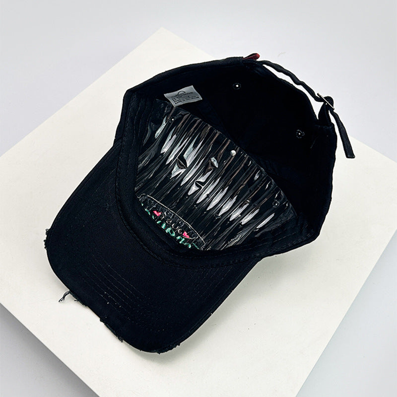 Inspirierende Damen-Baseballkappe aus Baumwolle im Used-Look