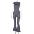 Damen Fließender Jumpsuit mit ausgestellt Bein EB