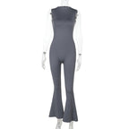 Damen Fließender Jumpsuit mit ausgestellt Bein EB