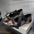 Damen Ballerinas mit elastischen Riemen und dekorativer Schleifen-Applikation EB
