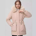 Damen isolierter Parka mit abnehmbarer Kapuze und luxuriösem Kunstfell EB