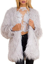 Damen Extravagante Kunstfelljacke mit flauschiger Textur EB