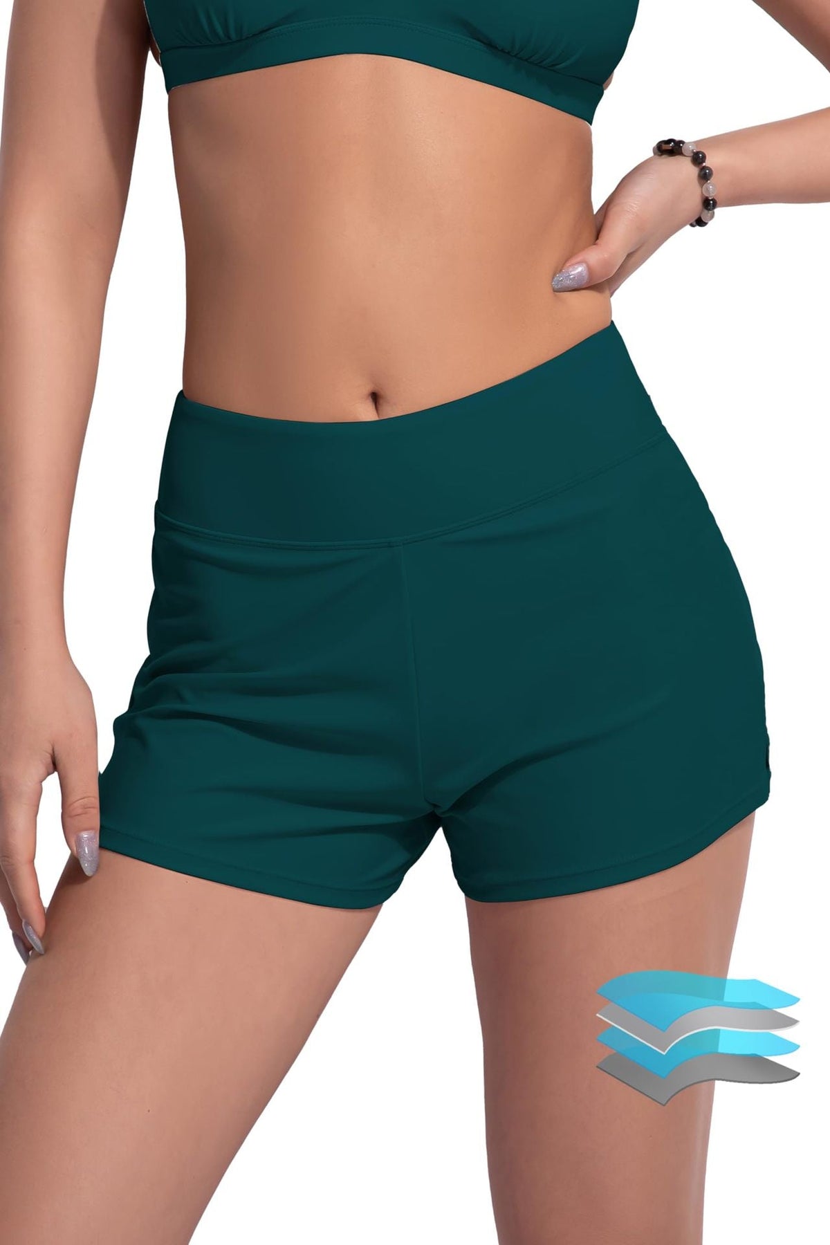 Damen-Sport-Badeshorts mit elastischem Bund