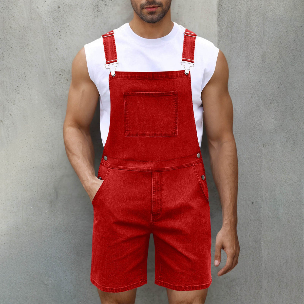 Herren Denim Latzshorts mit Taschen