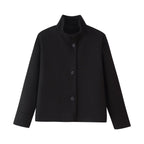 Damen Klassische Kurzjacke mit hohem Kragen und eleganten Knöpfen EB