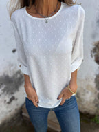 Damen lässige Bluse mit strukturiertem Stoff EB