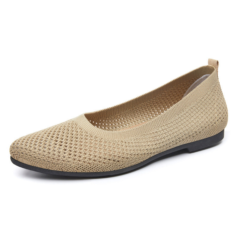Damen Bequeme Strick-Ballerinas mit luftdurchlässigem Obermaterial EB