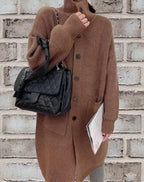 Damen Grobstrick-Cardigan mit großzügigen Taschen und modernem Button-Design EB