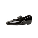 Damen Ballerina-Schuhe mit elegantem Riemenschluss und glänzender Oberfläche EB