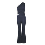 Damen Eleganter Jumpsuit mit asymmetrischem Design und dekorativer Taillierung EB