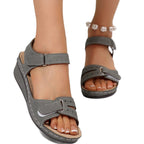 Damen Bequeme Wedge-Sandalen mit verstellbarem Riemen EB