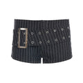 Damen modische Shorts mit breitem Gürtel und dekorativen Ösen EB