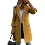 Damen eleganter Wollmantel mit schimmernden Knöpfen EB