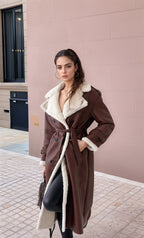 Damen Langer Teddy-Trenchcoat EB