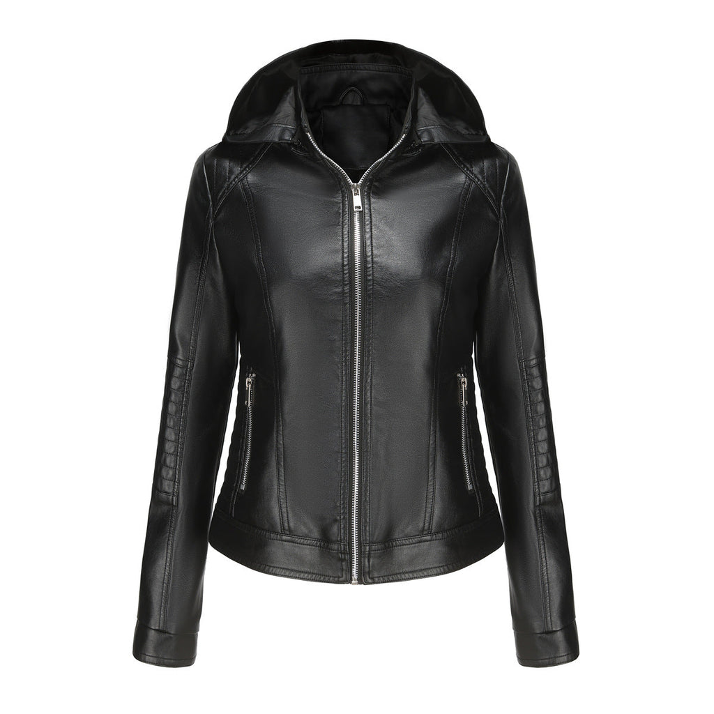 Damen Kapuzenjacke aus hochwertigem Kunstleder EB