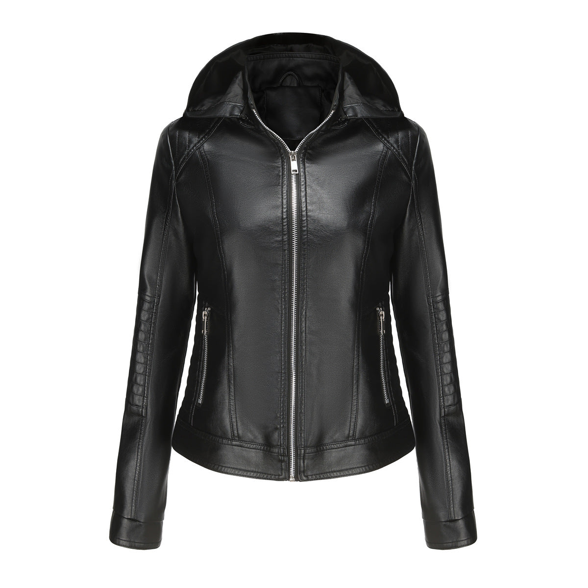 Damen Kapuzenjacke aus hochwertigem Kunstleder EB