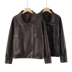 Damen Kunstlederjacke mit lässigem Schnitt und praktischen Taschen EB