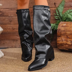 Damen Elegante, knöchelhohe Stiefeletten aus weichem Kunstleder mit modischem Falten-Design EB