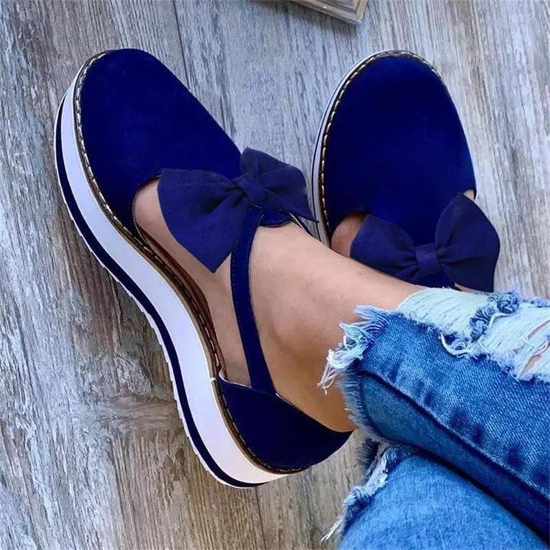 Damen bequeme Ballerinas mit Schleifendetail und rutschfester Sohle EB