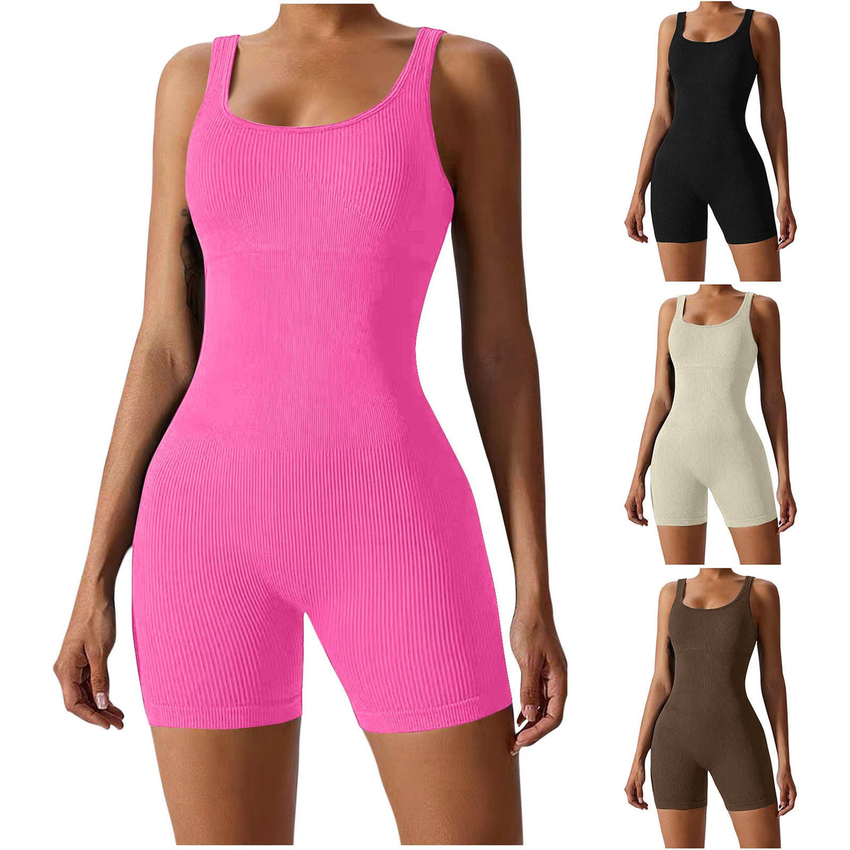 Damen Bodycon Jumpsuit mit Rippstruktur EB