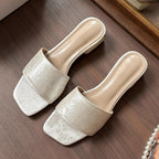 Damen bequeme modische Mules mit filigranem Blumenmuster EB