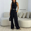 Eleganter Damen-Halter-Jumpsuit mit weitem Palazzo-Bein