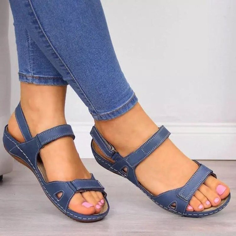 Damen bequeme Sandalen mit verstellbaren Riemen und anatomischem Fußbett EB