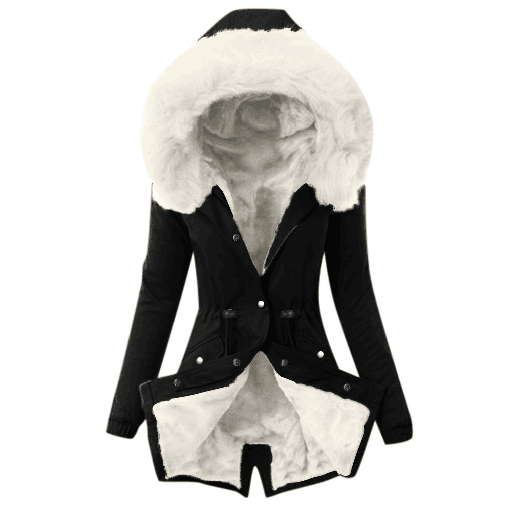 Damen gefütterte Parka mit Kunstfellkragen EB