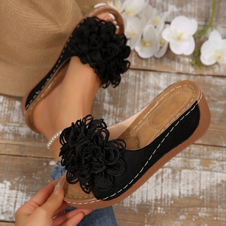 Damen blumenverzierte Clogs mit ergonomischer Fußbett EB