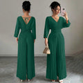Eleganter Damen-Plissee-Jumpsuit mit V-Ausschnitt