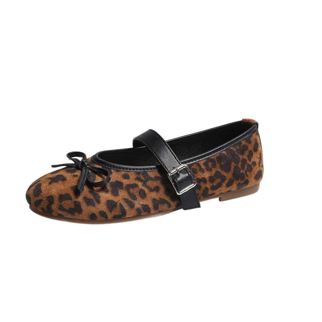 Damen Ballerinas mit verstellbarem Riemendesign und modischem Leopardenmuster EB
