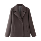 Damen eleganter Wool Peacoat mit tiefem Revers und praktischen Taschen EB