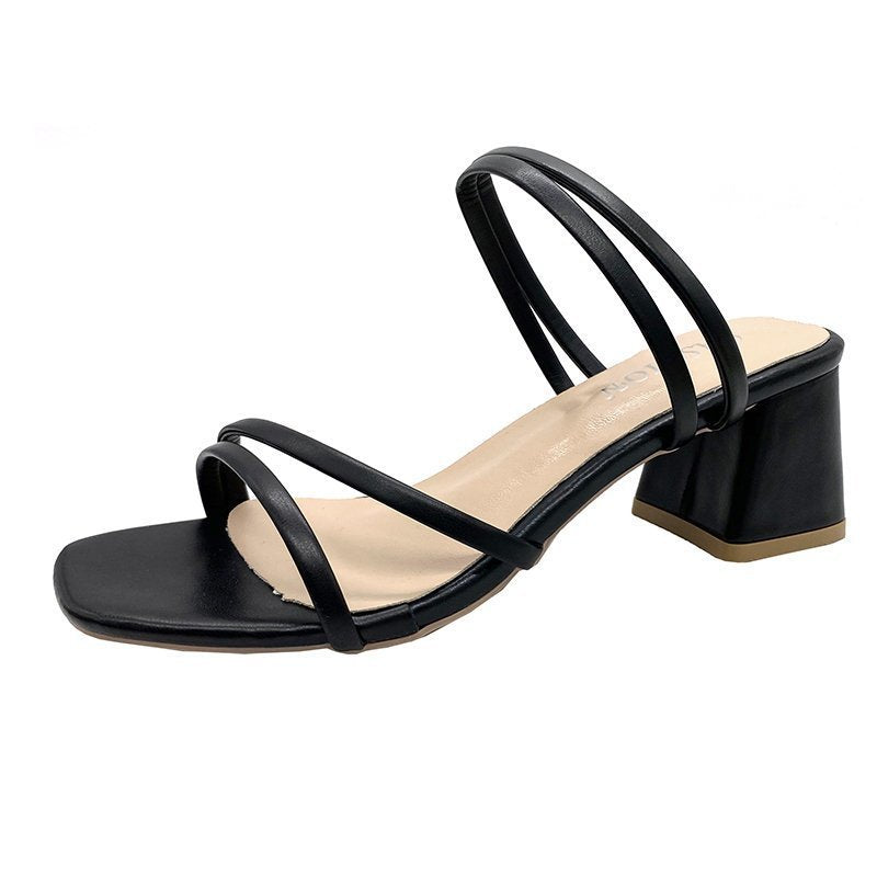 Damen Blockabsatz Sandalen mit modischem Riemendesign EB