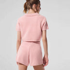 Damen Kurzarm Poloshirt und Shorts Set EB
